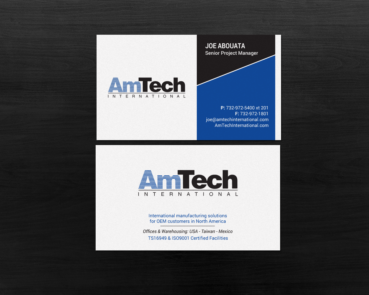 Business Card Design by chandrayaan.creative for AmTech International | Design #16069112