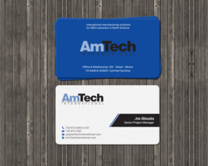 Design de Carte de Visite par chandrayaan.creative pour AmTech International | Design : #16075032