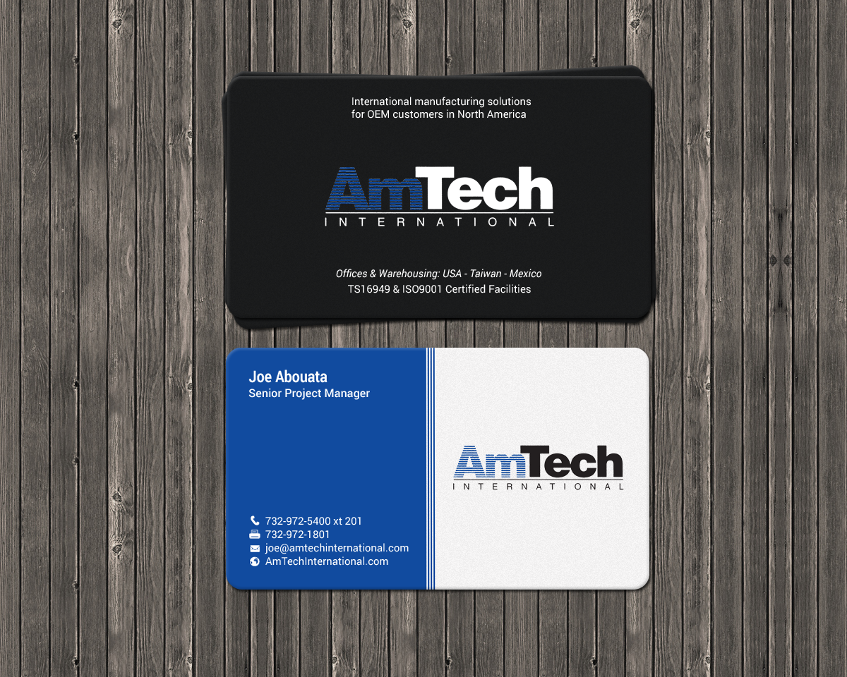 Business Card Design by chandrayaan.creative for AmTech International | Design #16075035