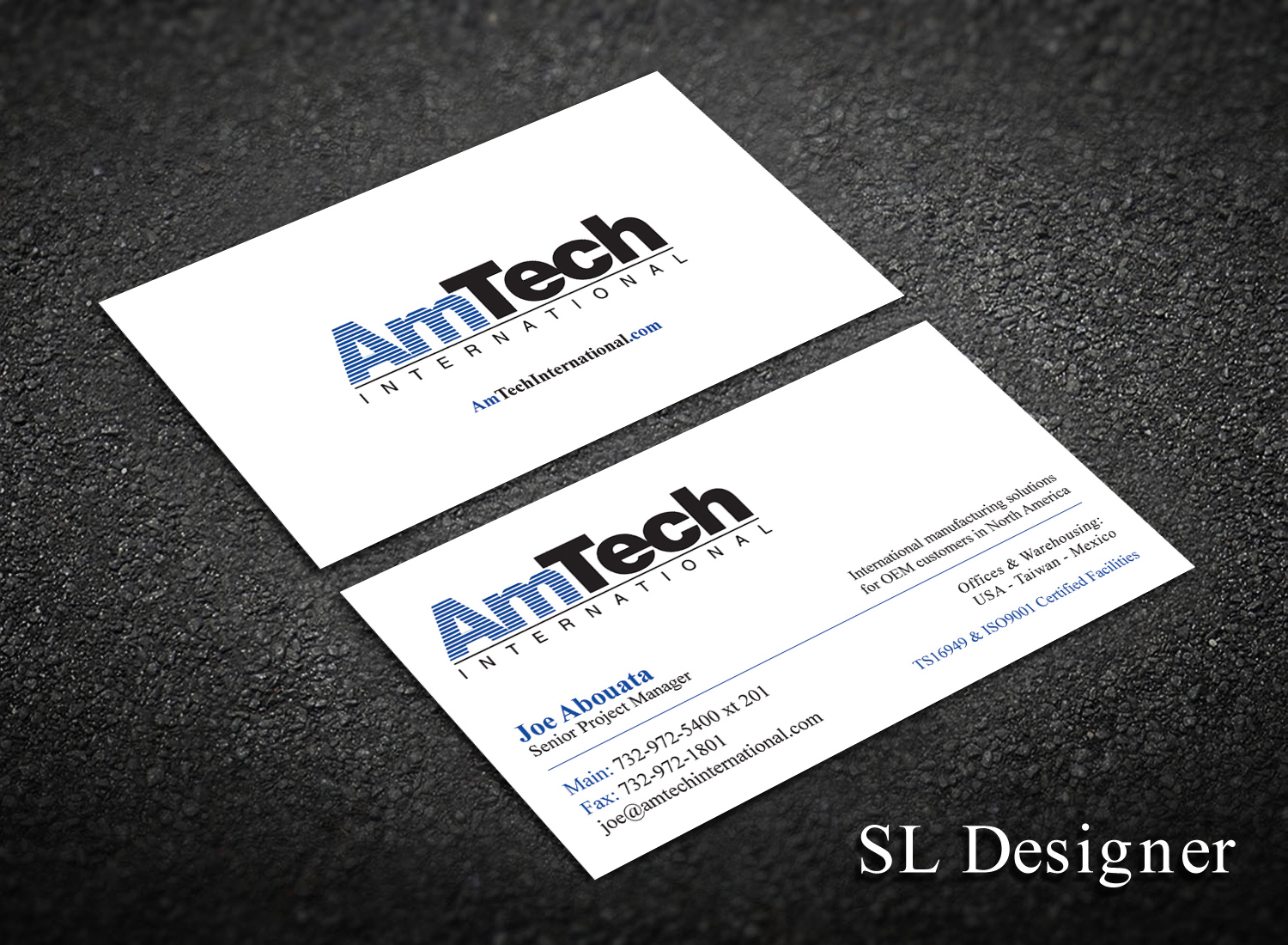 Business Card Design by SL Designer for AmTech International | Design #16060756