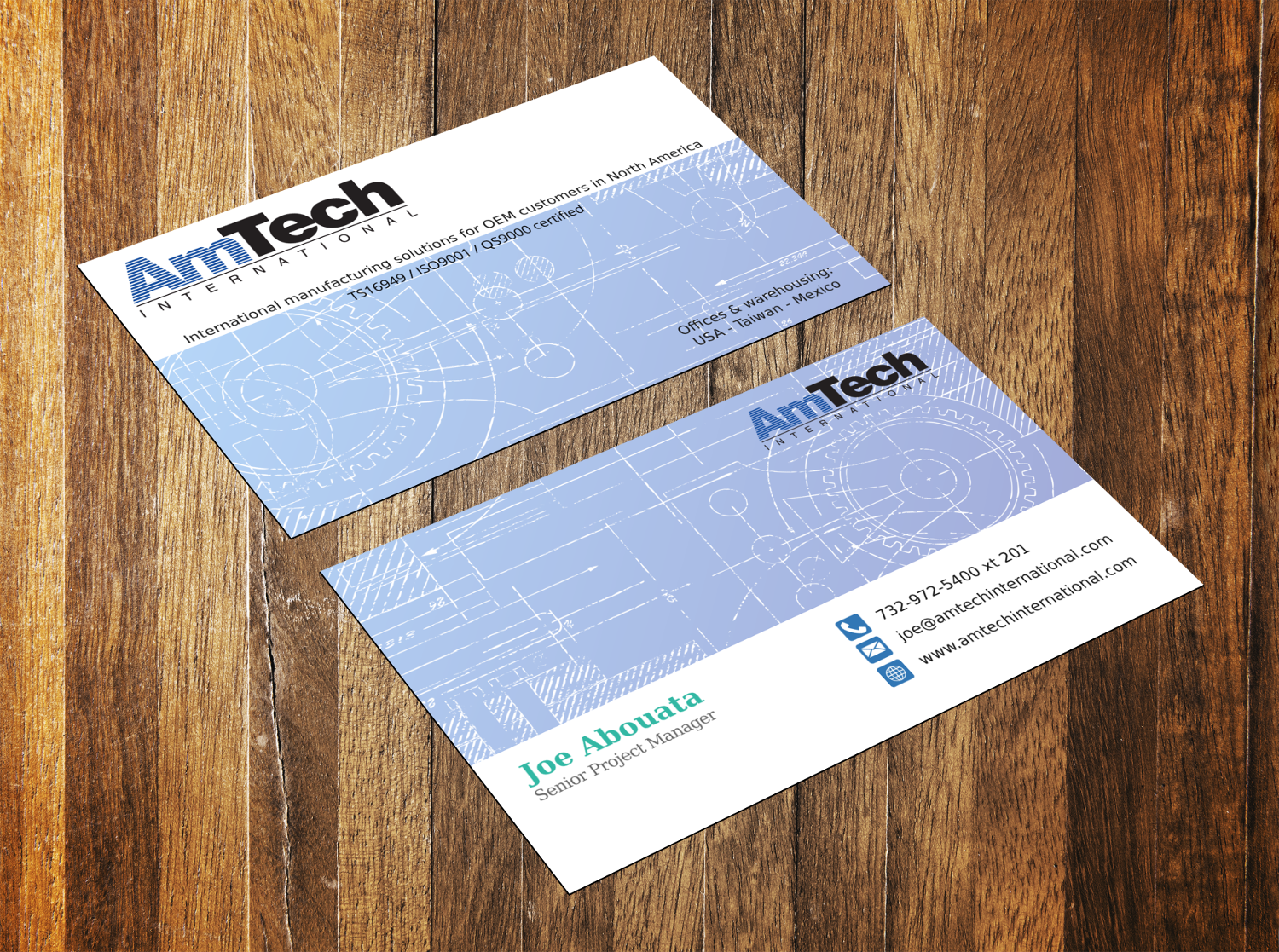 Business Card Design by TanaMa Creations for AmTech International | Design #16081303