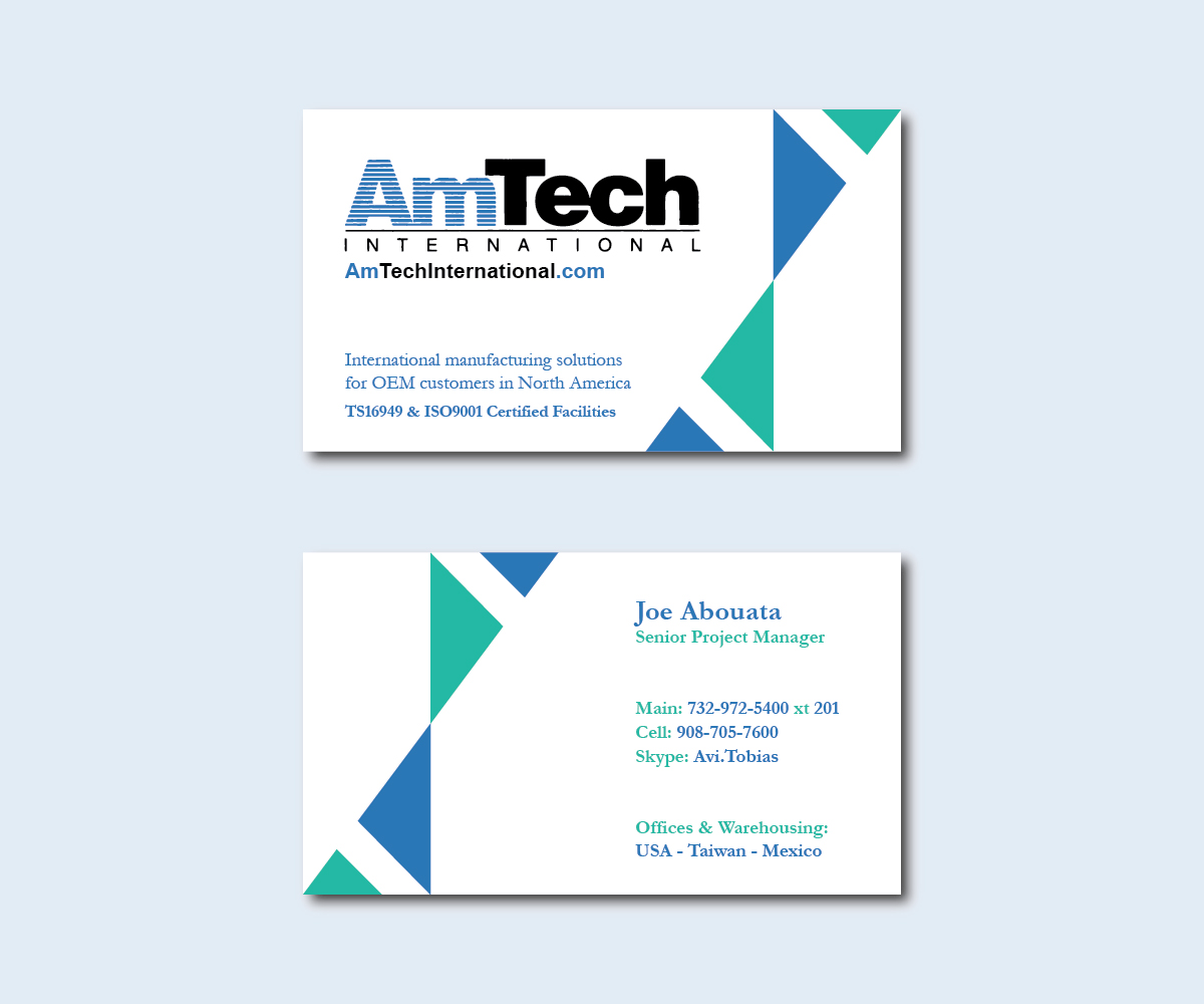 Business Card Design by billymalenfant for AmTech International | Design #16142232