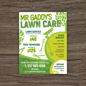 Flyer-Design von Katyas Art and Design für Mr Gaddys Lawn Care | Design #16016119