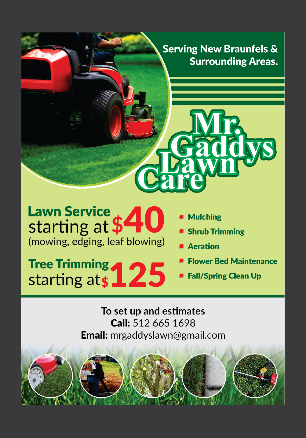 Flyer Design by Deziners Zone for Mr Gaddys Lawn Care | Design #16018555