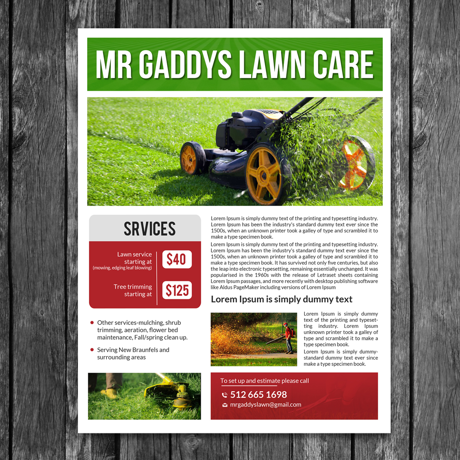 serious modern landscaping flyer design for mr gaddys lawn care by creative lawn flyers