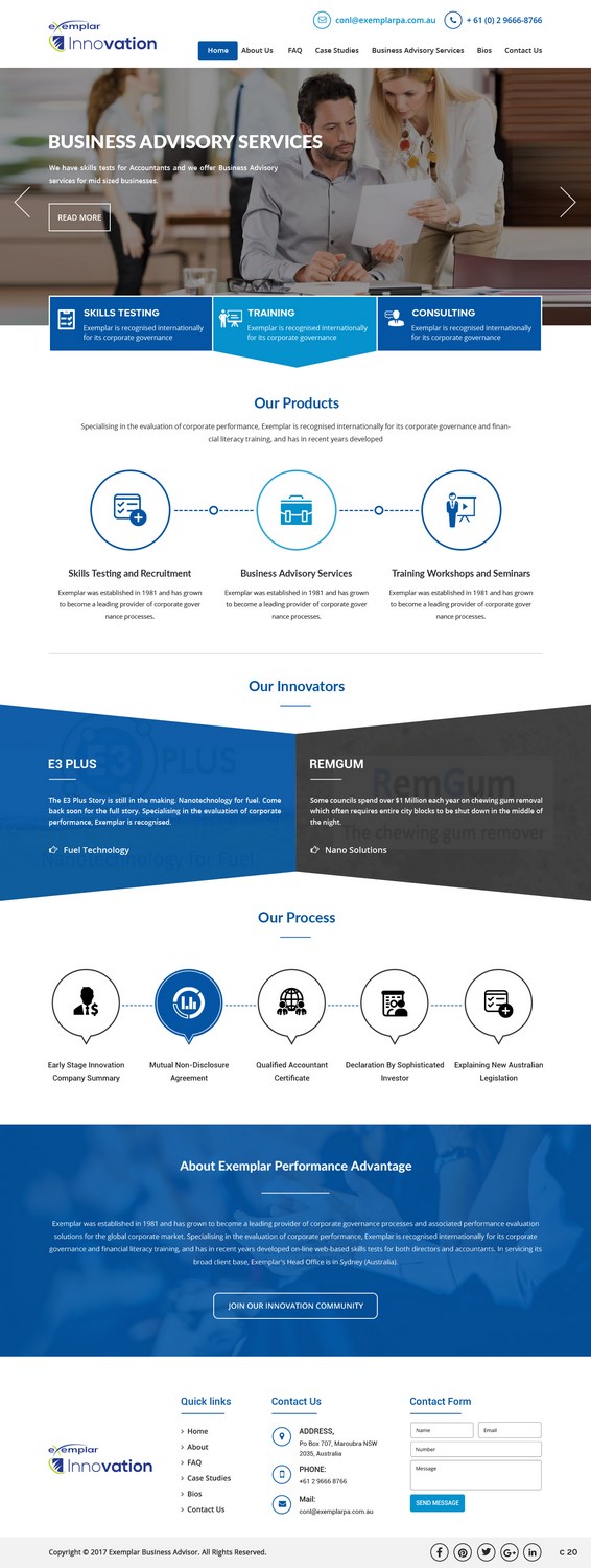 Web Design by pb for Exemplar Performance Advantage | Design #16010590