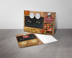 Bruno's Pizzeria Direct Mail Postcard | Postcard Design by alex989