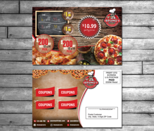 Design de Carte Postale par debdesign pour Bruno's Pizzeria / Varsity Club | Design : #16048982