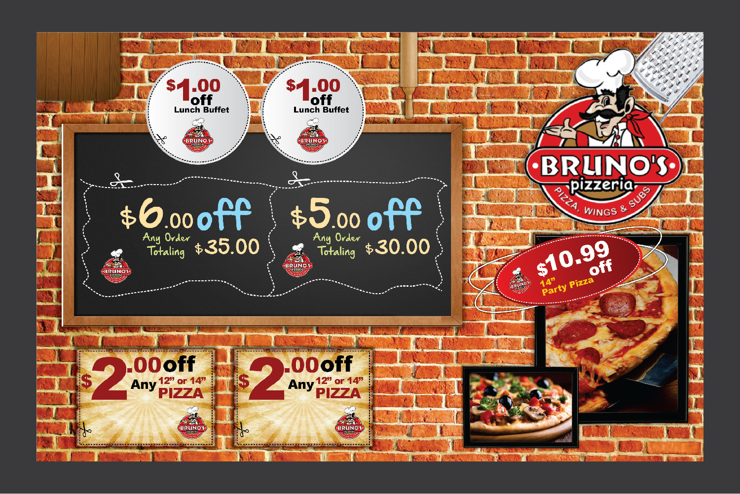 Postcard Design by Deziners Zone for Bruno's Pizzeria / Varsity Club | Design #16010160