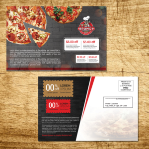 Design de Carte Postale par creative.bugs pour Bruno's Pizzeria / Varsity Club | Design : #16019190