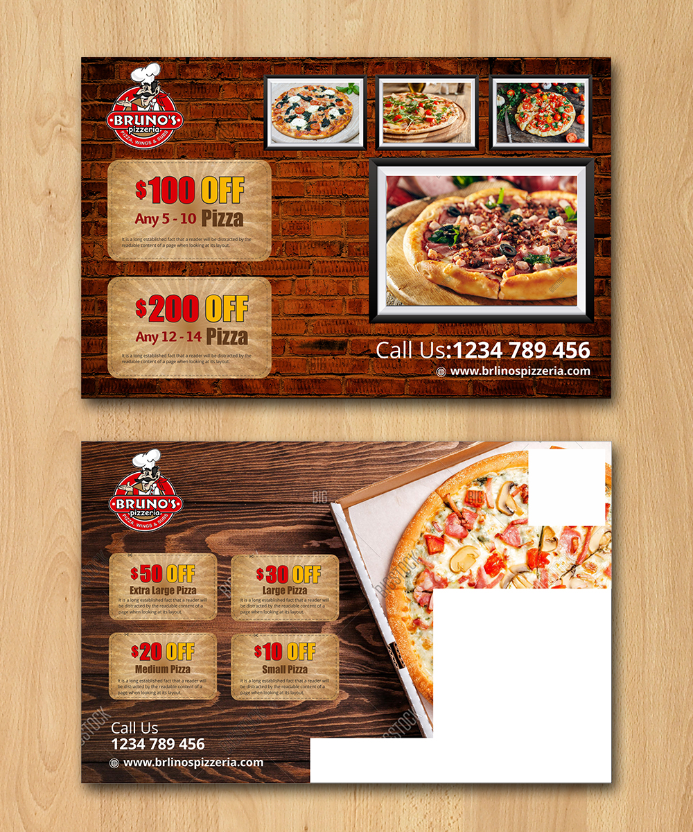 Postcard Design by ecorokerz for Bruno's Pizzeria / Varsity Club | Design #16016814