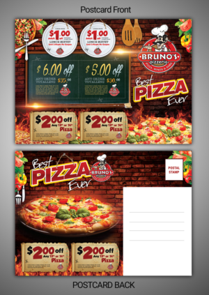 Design de Carte Postale par SAI DESIGNS pour Bruno's Pizzeria / Varsity Club | Design : #16015290