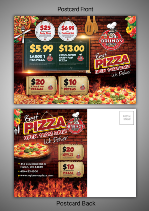 Design de Carte Postale par SAI DESIGNS pour Bruno's Pizzeria / Varsity Club | Design : #16198867