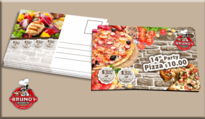 Design de Carte Postale par Petter Goms pour Bruno's Pizzeria / Varsity Club | Design : #16047481