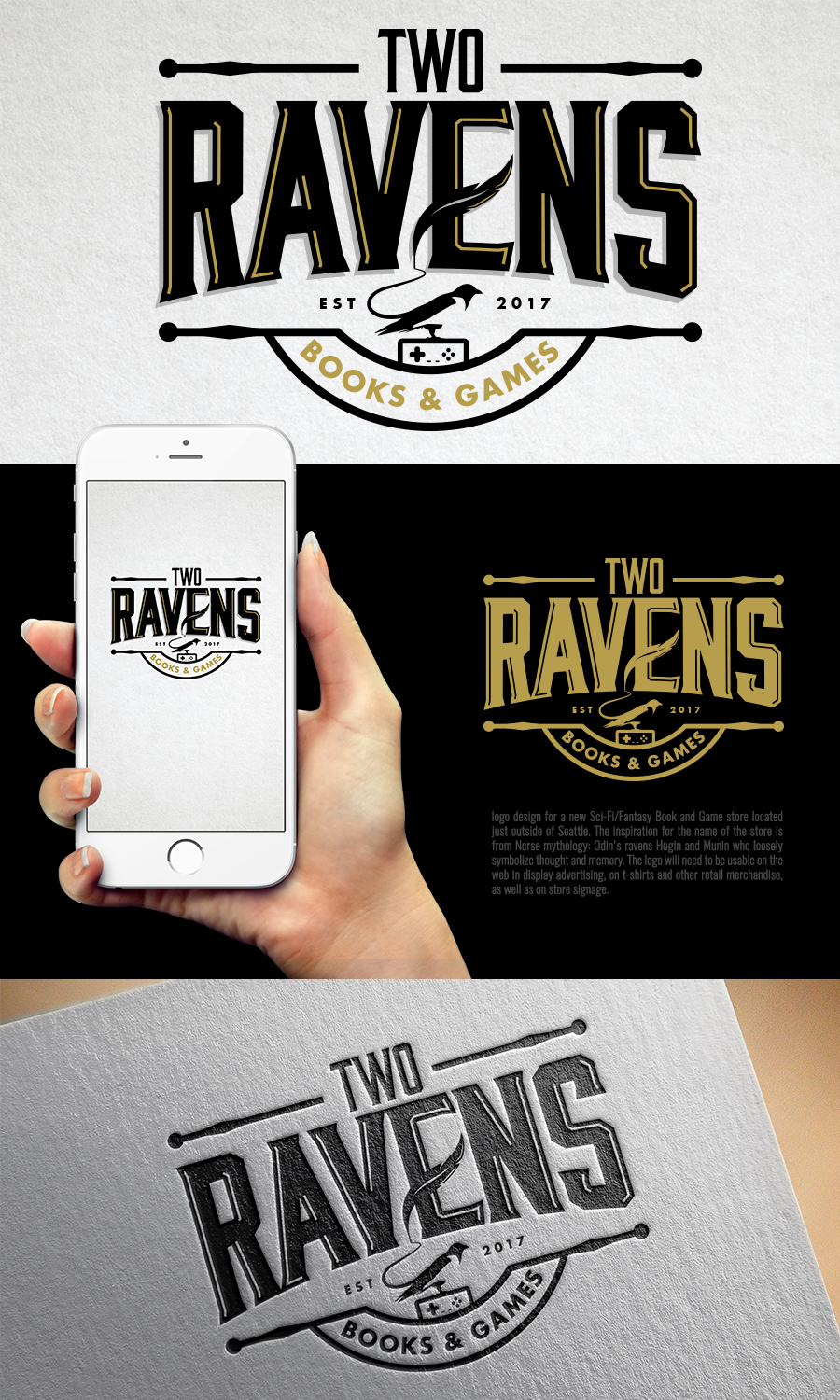 Logo Design by john garcia for Two Ravens Books and Games | Design #16017259