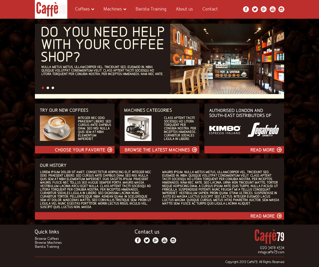 Web Design by HXeight for Caffe 79 Ltd | Design #2678339
