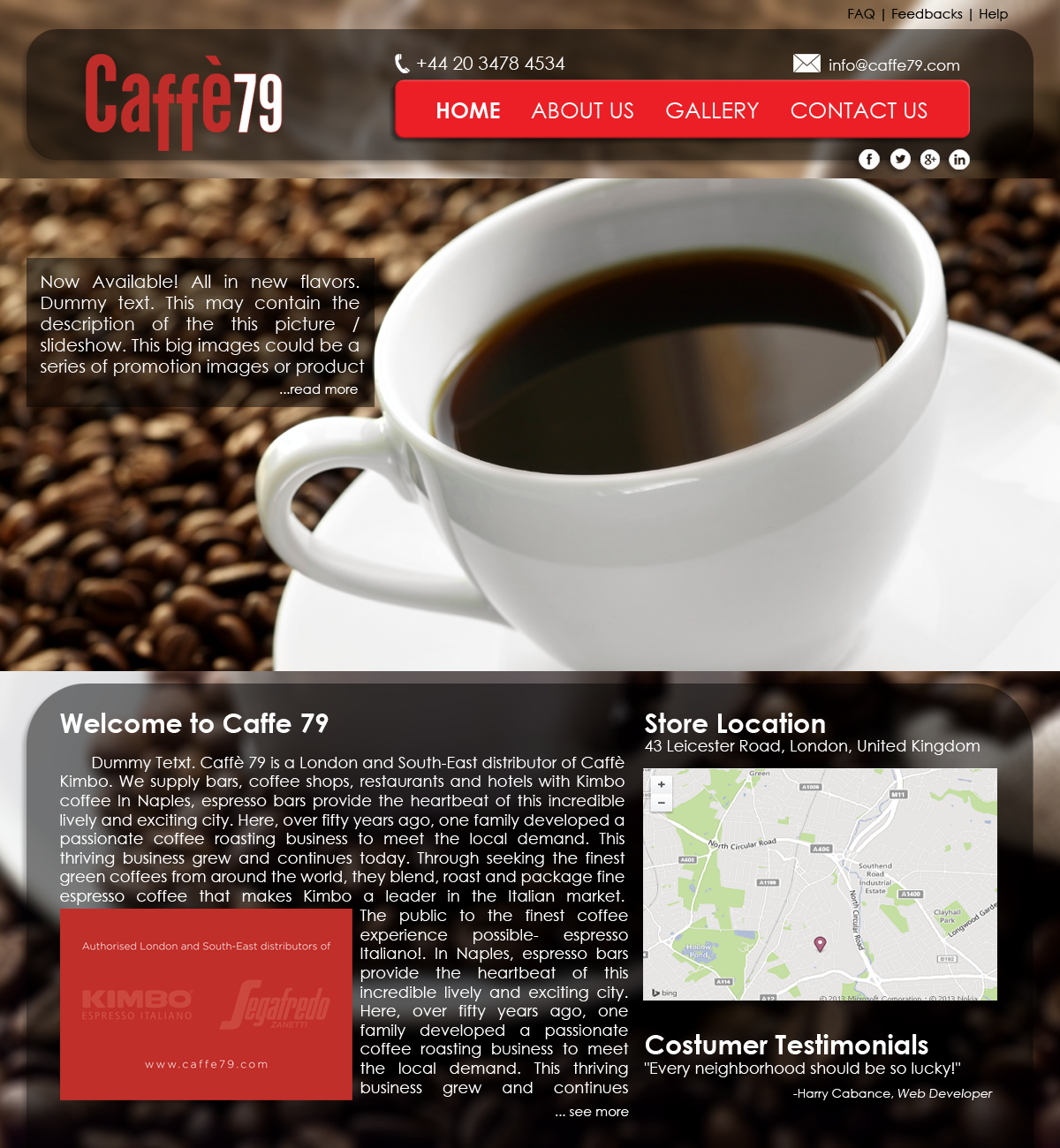 Web Design by harpcab for Caffe 79 Ltd | Design #2650040