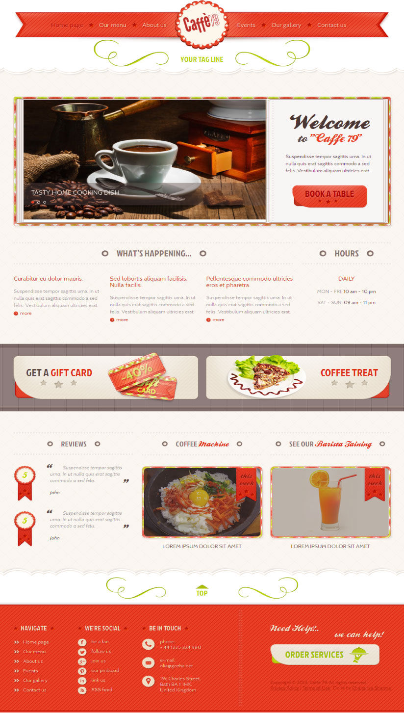 Web Design by Chaitanya S. for Caffe 79 Ltd | Design #2636998