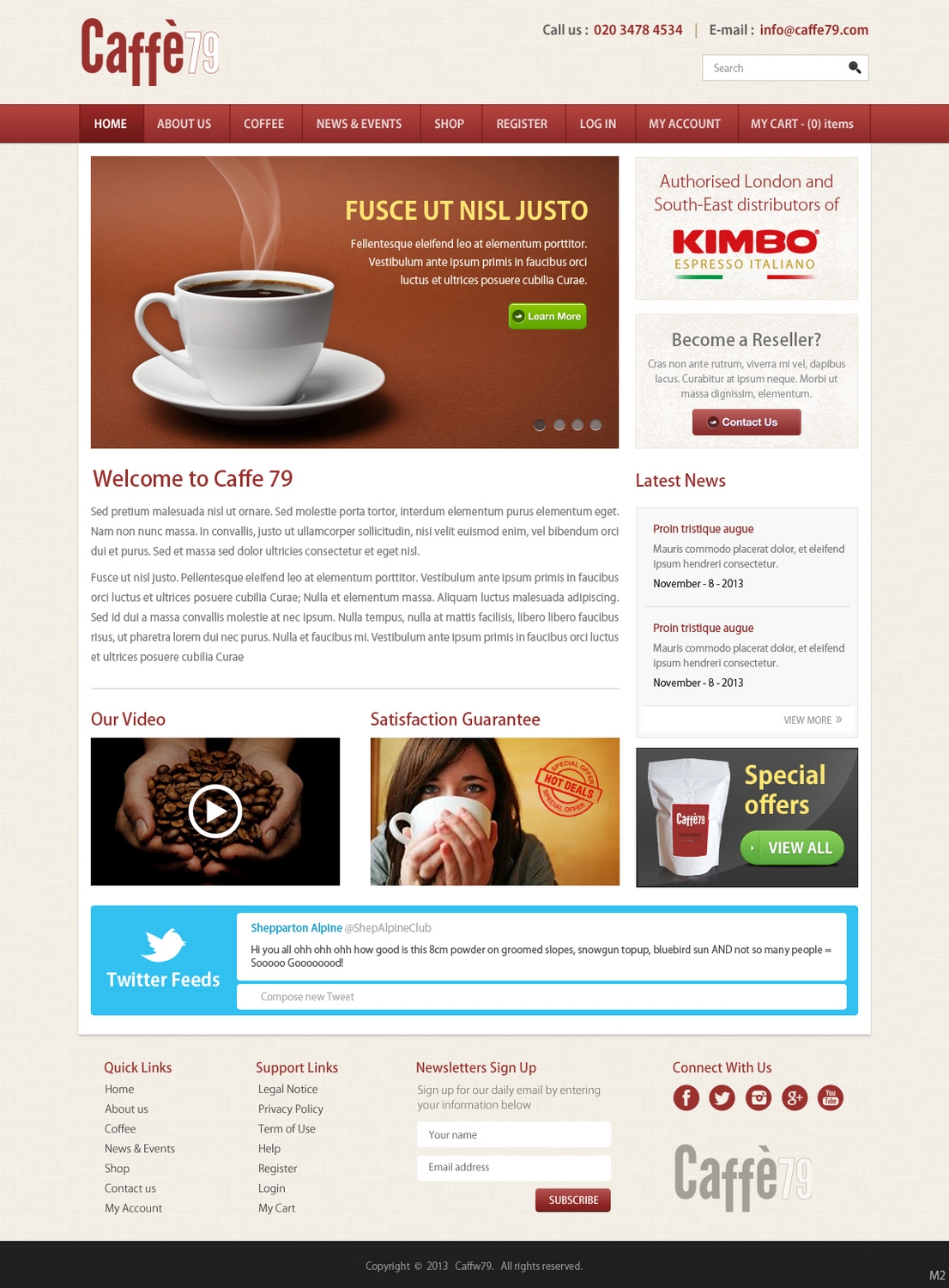 Diseño Web por pb para Caffe 79 Ltd | Diseño #2654755