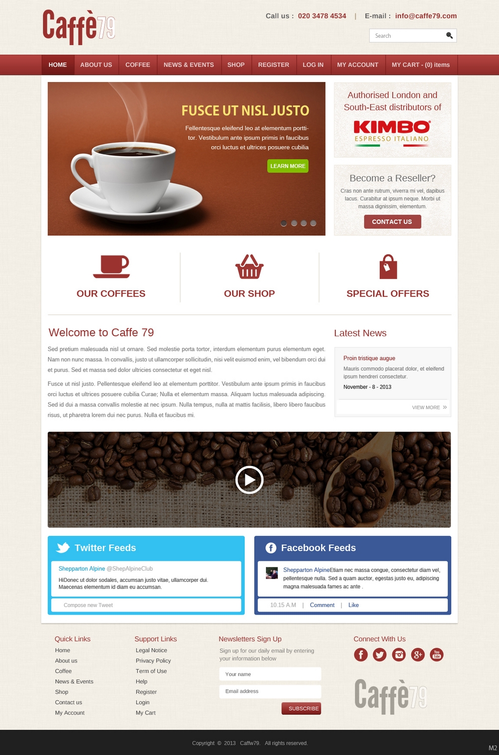 Diseño Web por pb para Caffe 79 Ltd | Diseño #2669222