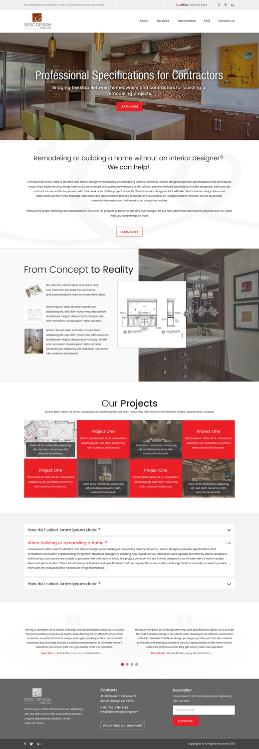 Web Design by SONA for Spec Design Group | Design #16200656