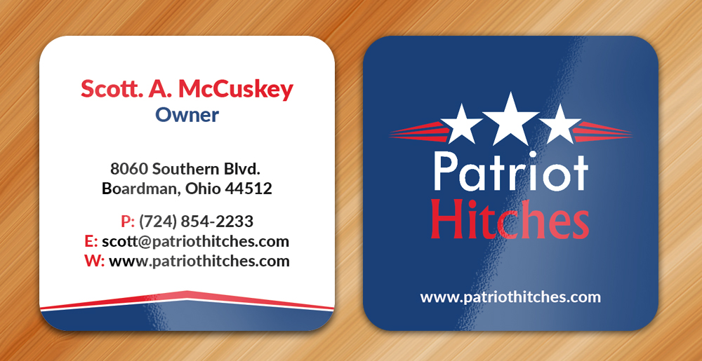 Business Card Design by Sarmishtha Chattopadhyay_loginchange for Patriot Hitches, LLC | Design #16051328
