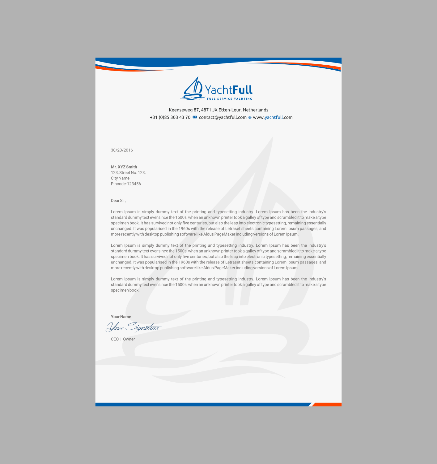 Diseño de Papelería por INDIAN_Ashok para Yachtfull | Diseño #16082312