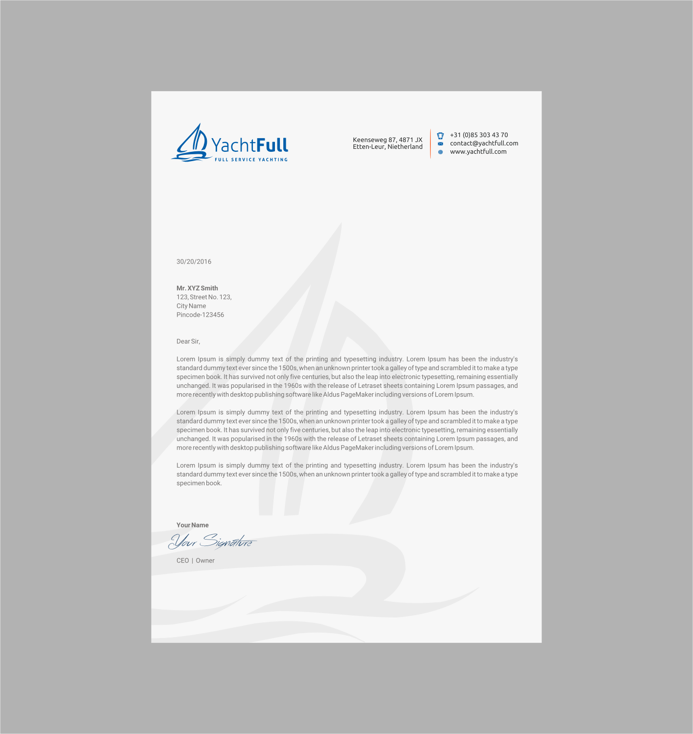 Diseño de Papelería por INDIAN_Ashok para Yachtfull | Diseño #16082315