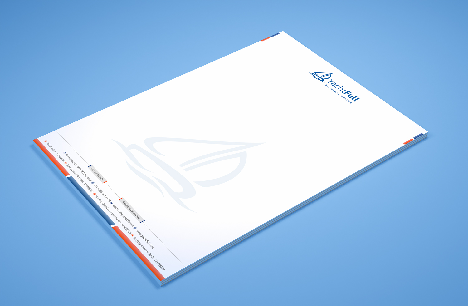Stationery Design by Petter Goms for Yachtfull | Design #16080643