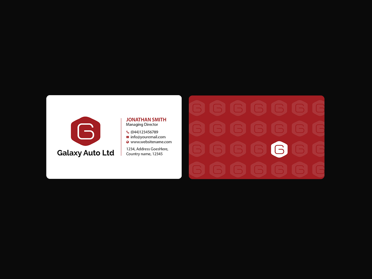 Business Card Design by Creations Box 2015 for Galaxy Auto Ltd | Design #16089033