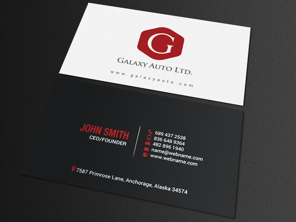 Business Card Design by chandrayaan.creative for Galaxy Auto Ltd | Design #16083757