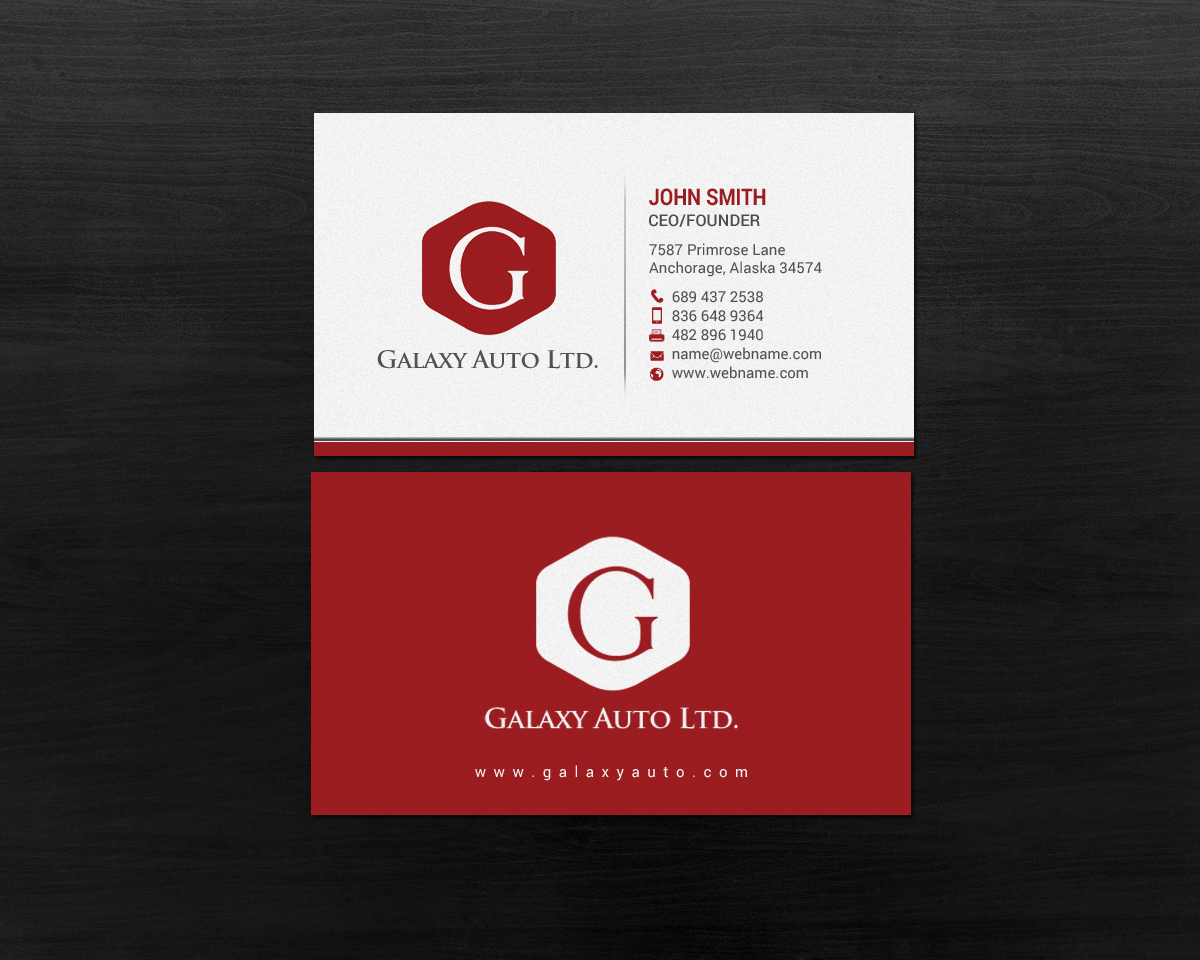 Business Card Design by chandrayaan.creative for Galaxy Auto Ltd | Design #16083758