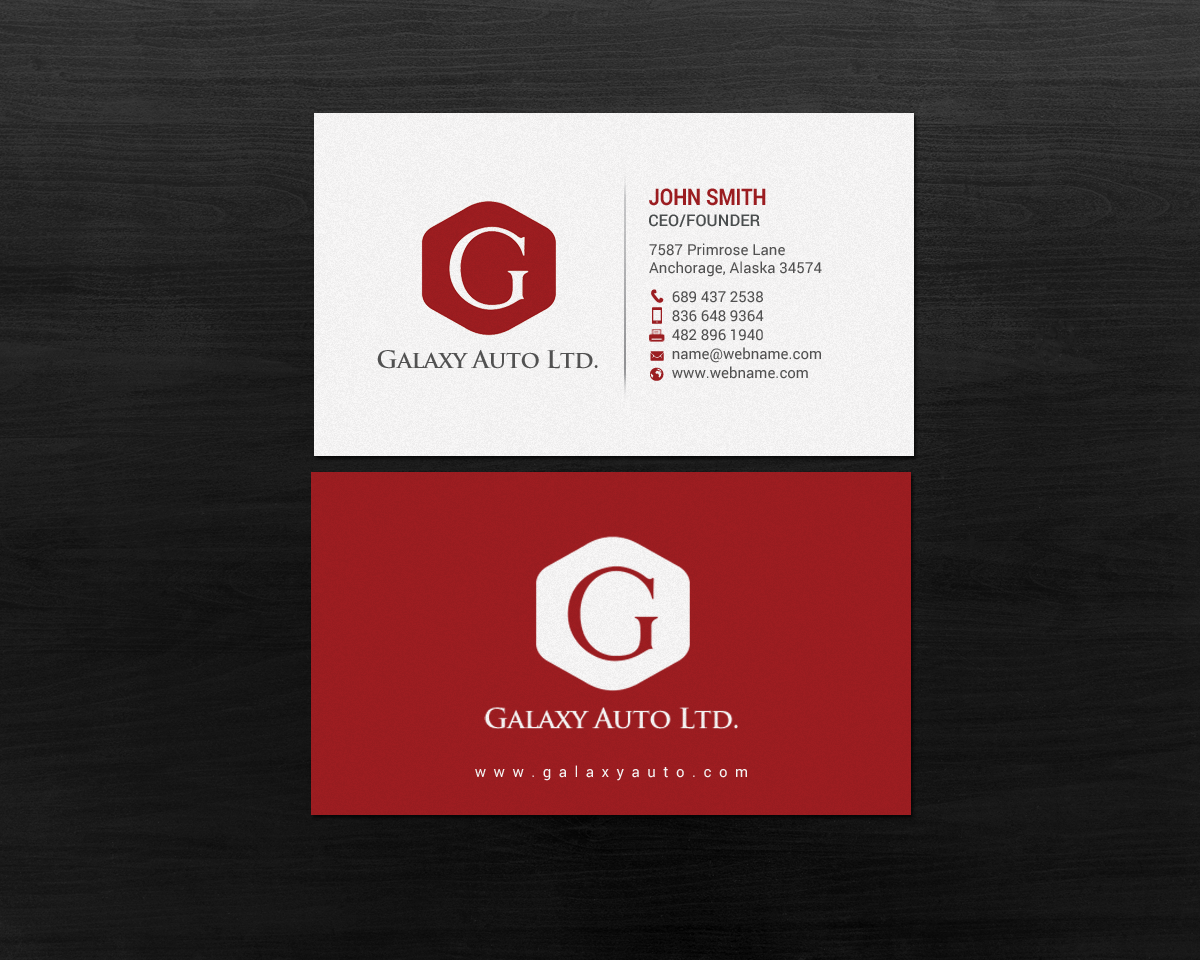 Business Card Design by chandrayaan.creative for Galaxy Auto Ltd | Design #16083760