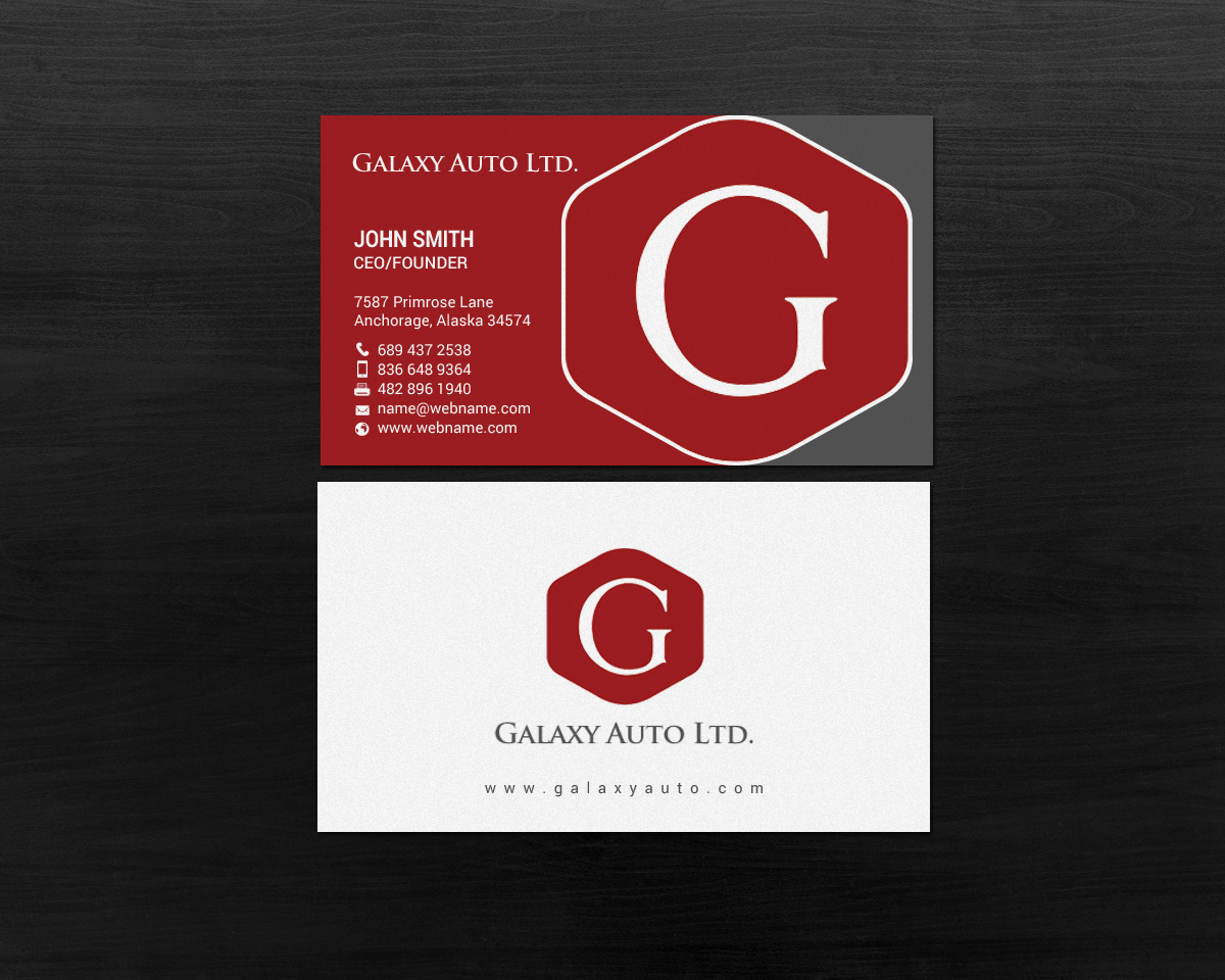 Design de Carte de Visite par chandrayaan.creative pour Galaxy Auto Ltd | Design #16083917