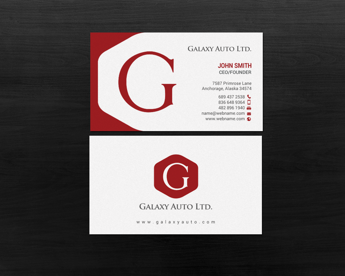 Design de Carte de Visite par chandrayaan.creative pour Galaxy Auto Ltd | Design #16083919