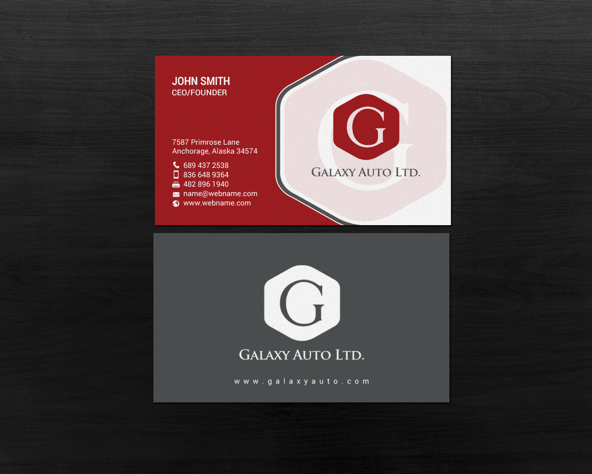 Design de Carte de Visite par chandrayaan.creative pour Galaxy Auto Ltd | Design #16084088