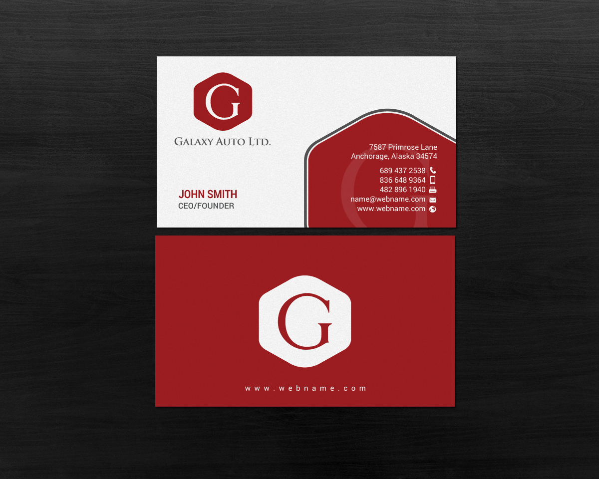 Design de Carte de Visite par chandrayaan.creative pour Galaxy Auto Ltd | Design #16084133