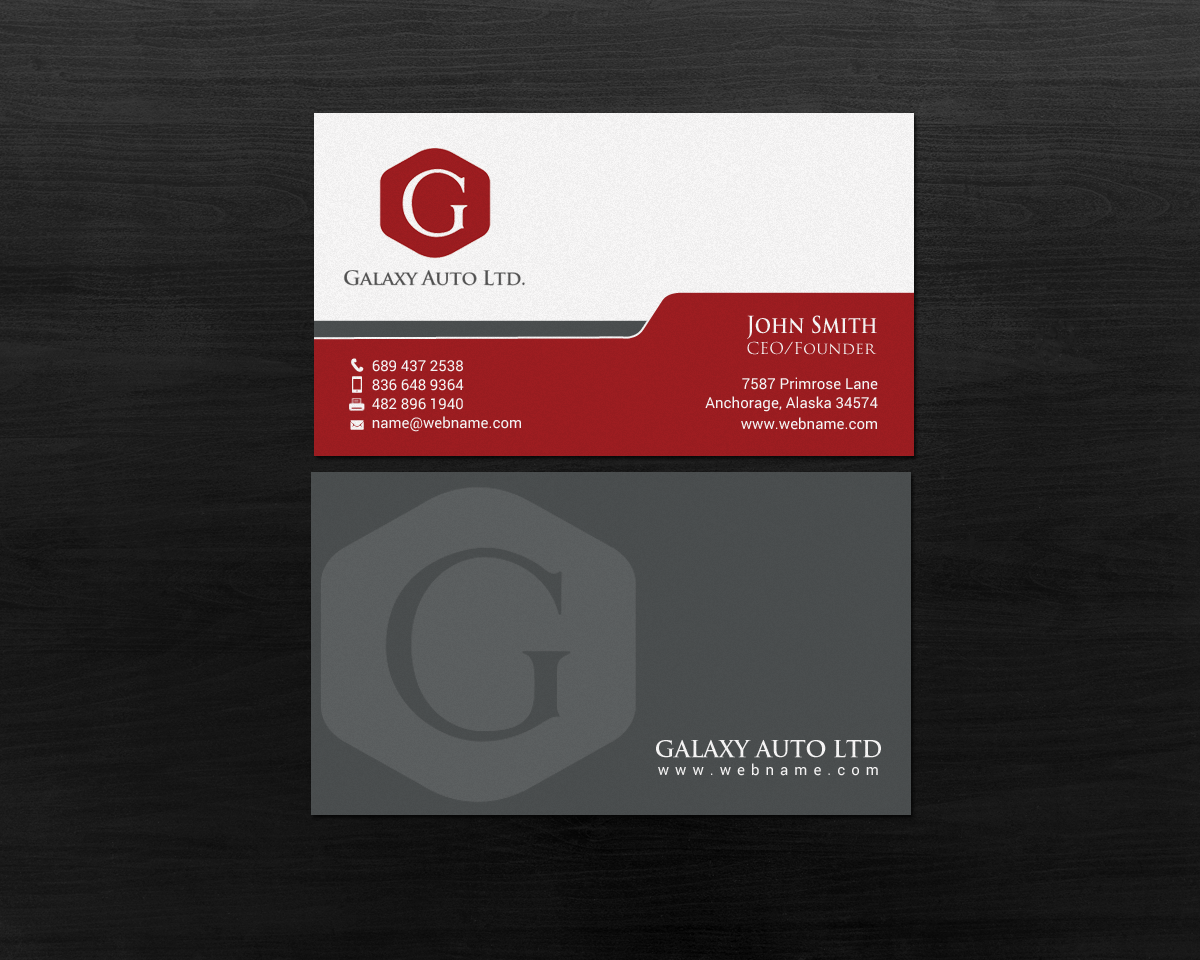 Design de Carte de Visite par chandrayaan.creative pour Galaxy Auto Ltd | Design #16084134