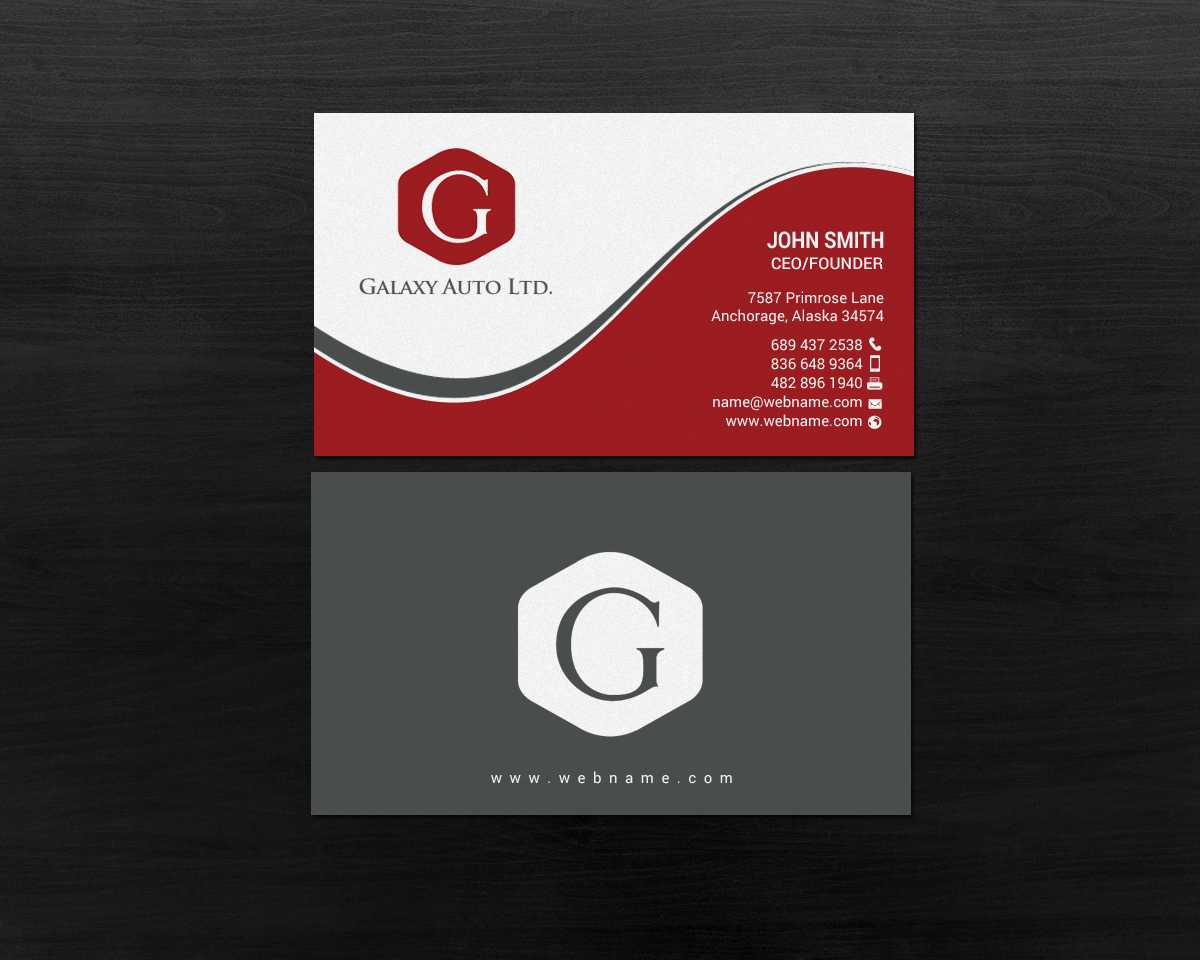 Business Card Design by chandrayaan.creative for Galaxy Auto Ltd | Design #16084539
