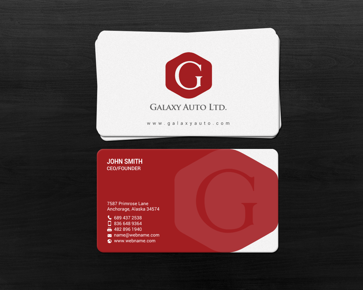 Design de Carte de Visite par chandrayaan.creative pour Galaxy Auto Ltd | Design #16084580