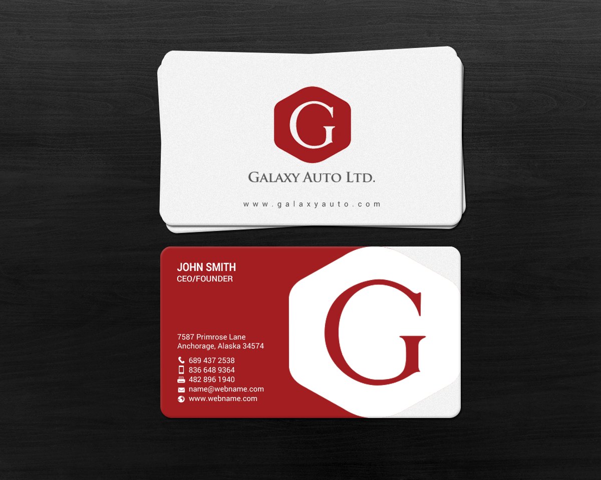 Business Card Design by chandrayaan.creative for Galaxy Auto Ltd | Design #16084582