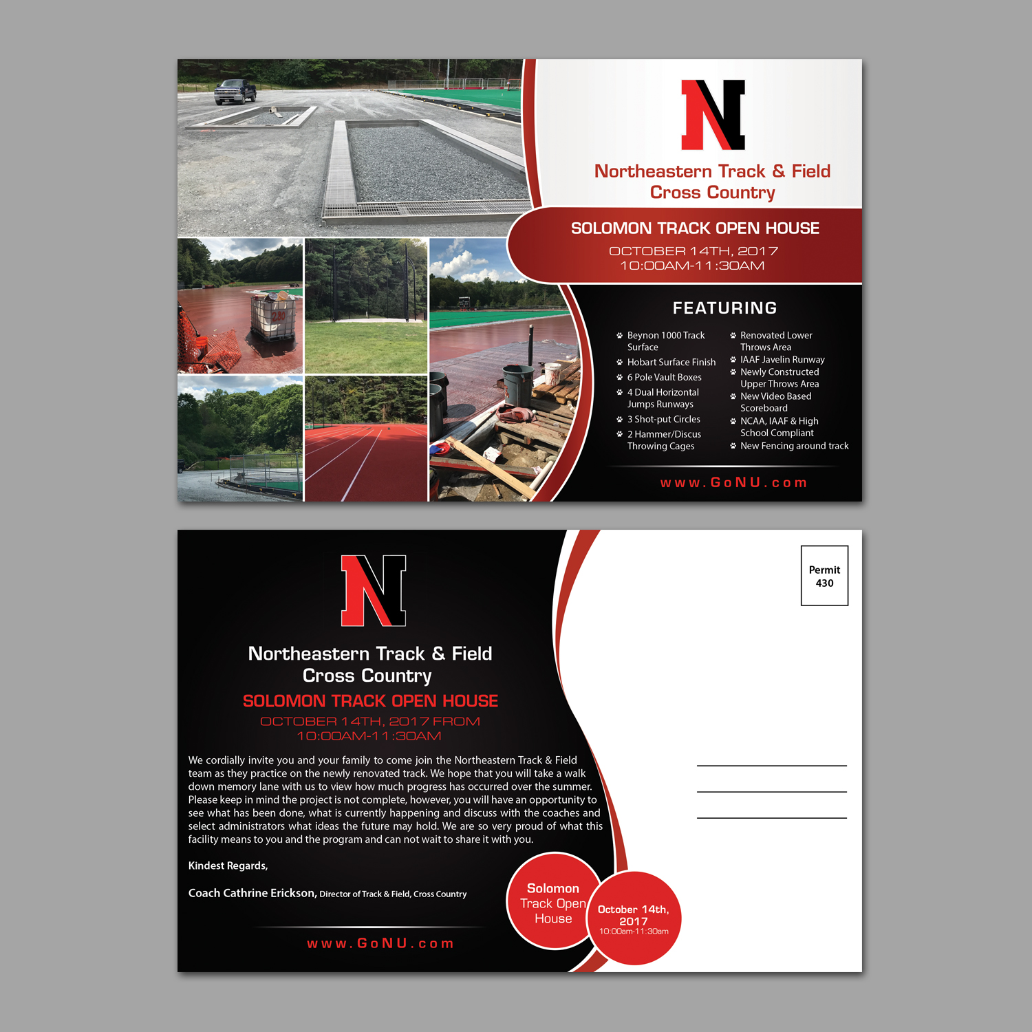 Postcard Design by aspiremedia for Northeastern Track & Field, Cross Country | Design #16209284