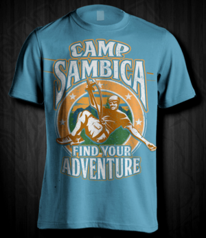 Need a great Retro 70's Zipline sunset design for a Camp | T-shirt Design by Jonya