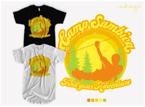 Need a great Retro 70's Zipline sunset design for a Camp | Diseño de Camiseta por mngkw