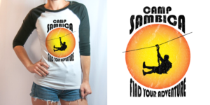 Need a great Retro 70's Zipline sunset design for a Camp | Diseño de Camiseta por jamesmccue1