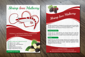Flyer Design for an ornamental (Aquarium)  food product called Shrimp Love Mulberry | Design de Flyer par Alexandar