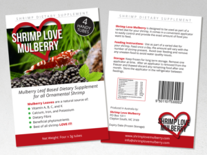 Flyer Design for an ornamental (Aquarium)  food product called Shrimp Love Mulberry | Design de Flyer par andrew3344