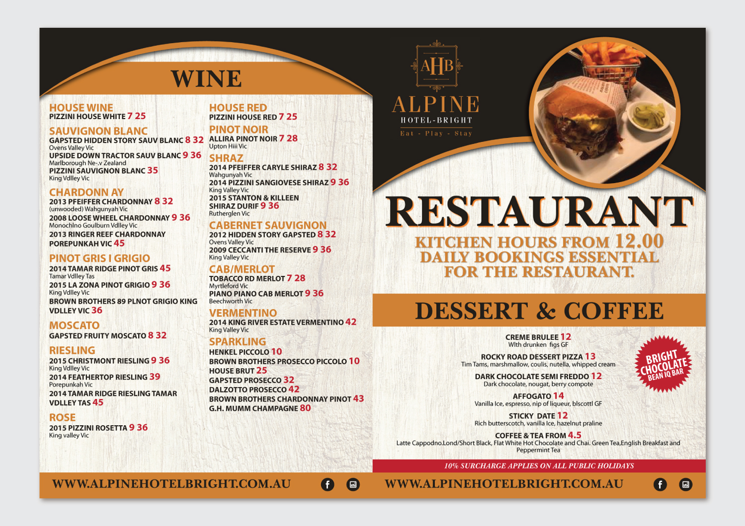 Menu Design by Impressive Sol for The Alpine Hotel  | Design #16151730