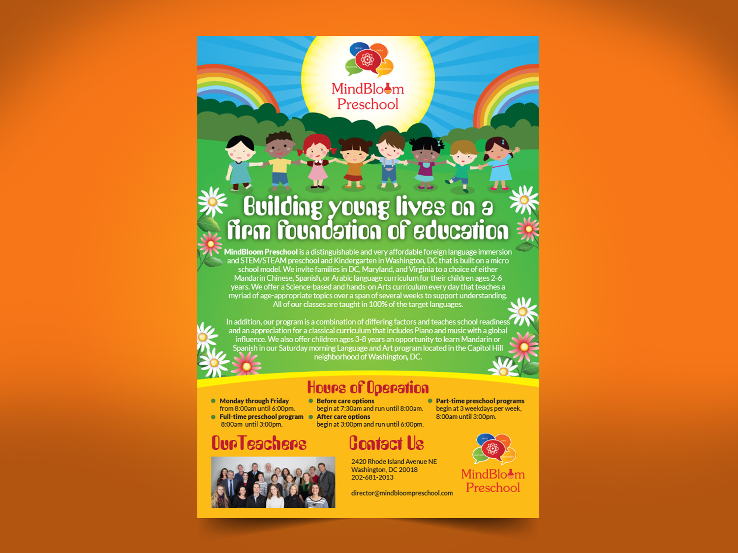 elegant playful preschool flyer design for mindbloom preschool by preschool flyer