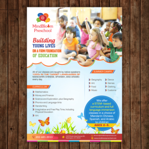 Flyer Design by debdesign for MIndBloom Preschool | Design: #16150568